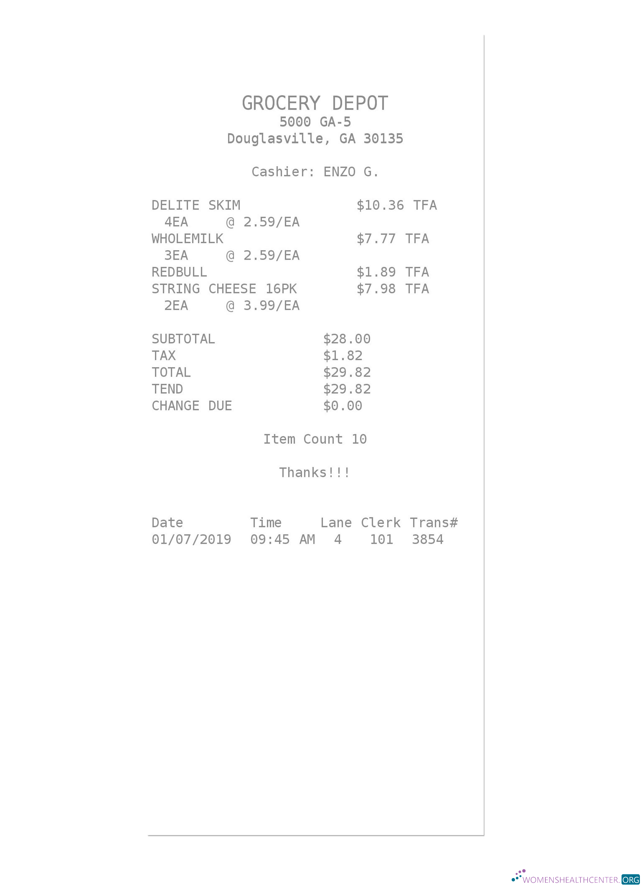 Download GROCERY DEPOT payment check Photoshop template
